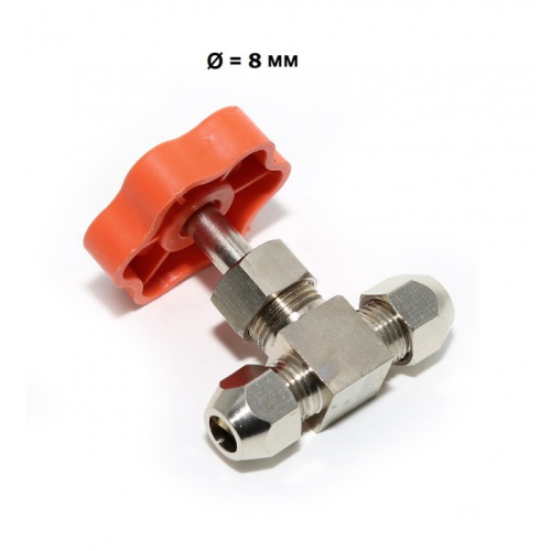 Купить кран игольчатый, латунь 8мм по низким ценам в интернет-магазине tovarysam.ru  в Самаре.