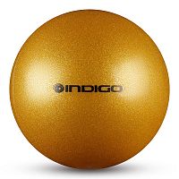 Купить мяч для художественной гимнастики  indigo in118-gold, диаметр 19см., золотой металлик с блестками по низким ценам в интернет-магазине tovarysam.ru  в Самаре.